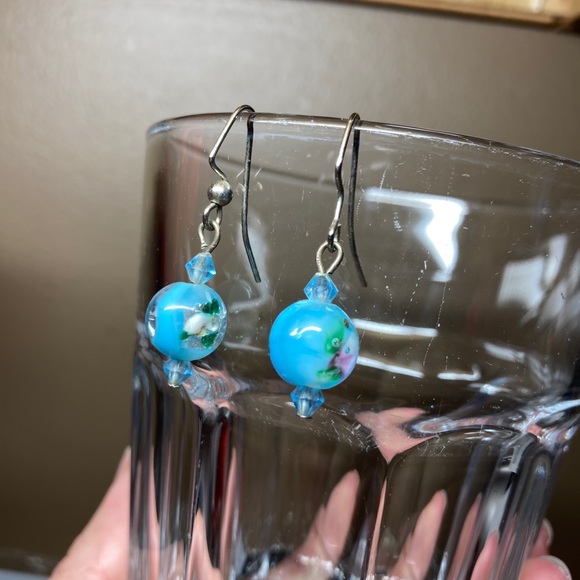 EUC blue vintage-look earrings. - Picture 2 of 2